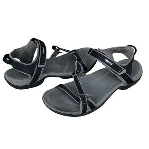 Teva Black Gray Sport Sandals Strappy Minimal Waterproof Hiking Crisscross Strap